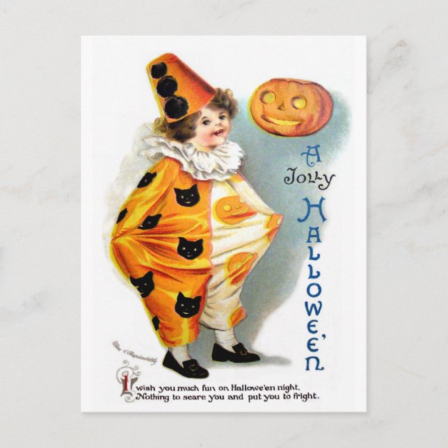 Ellen H. Clapsaddle: Halloween Harlequin Postcard (Front)