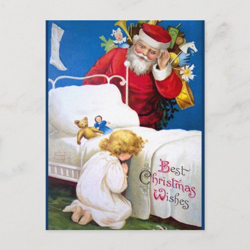 Ellen H Clapsaddle Listening Santa Holiday Postcard