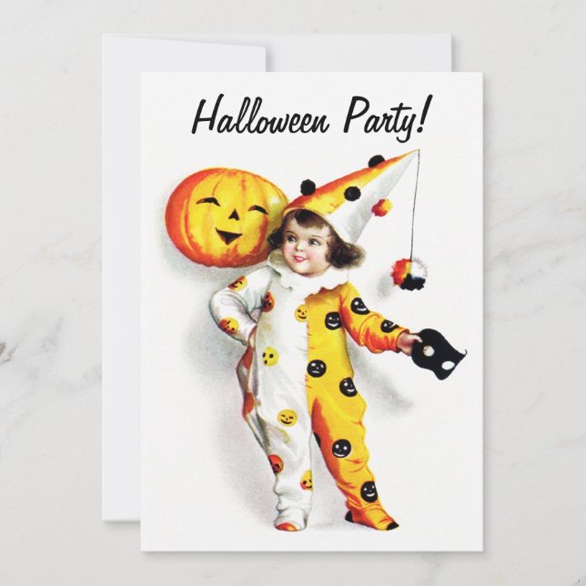 Ellen H. Clapsaddle: Little Halloween Harlequin Invitation (Front)