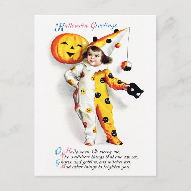 Ellen H. Clapsaddle: Little Halloween Harlequin Postcard (Front)