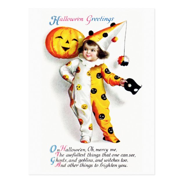 Ellen H. Clapsaddle: Little Halloween Harlequin Postcard