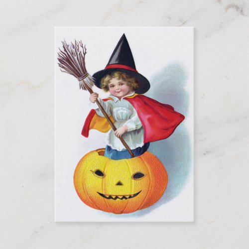 Ellen H Clapsaddle Little Pumpkin Witch Business Card