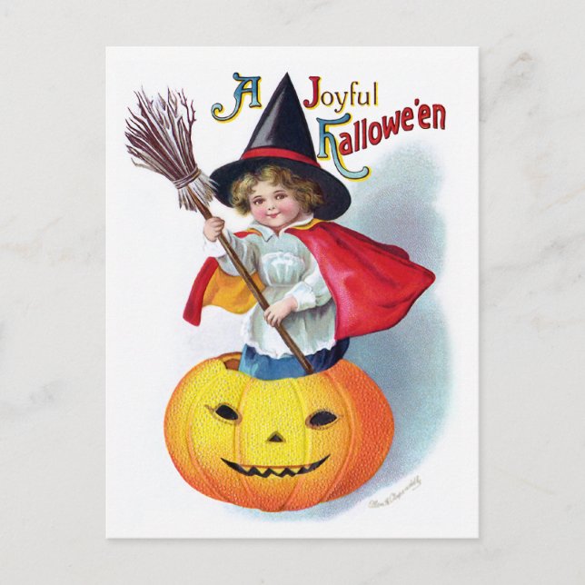 Ellen H. Clapsaddle: Little Pumpkin Witch Postcard (Front)