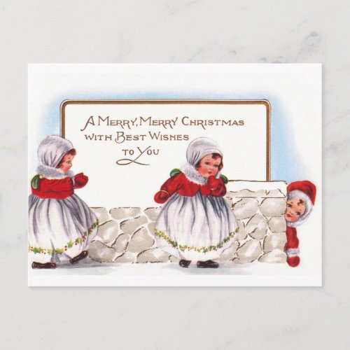 Ellen H Clapsaddle _ Three Little Christmas Girls Holiday Postcard