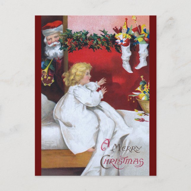 Ellen H. Clapsaddle: Watching Santa Holiday Postcard (Front)