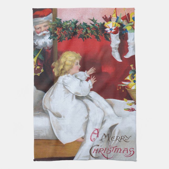 Ellen H. Clapsaddle: Watching Santa Towel (Vertical)