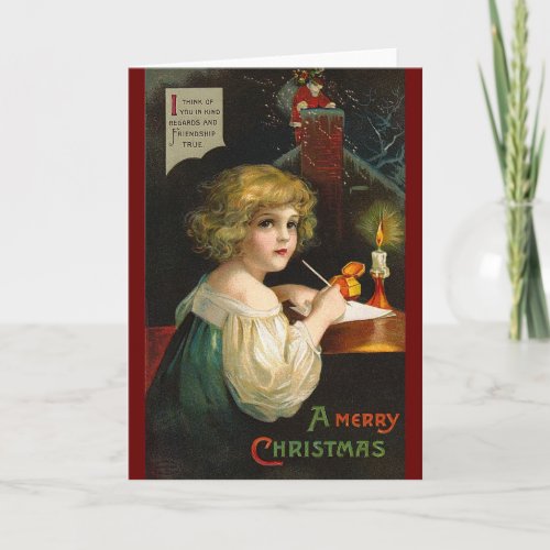 Ellen H Clapsaddle _ Writing Christmas Girl Holiday Card