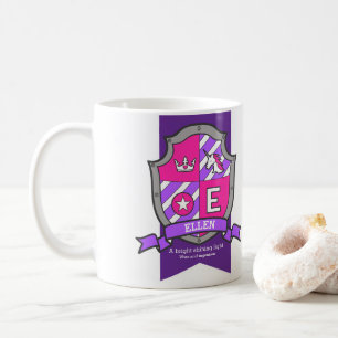 Ellen letter E crest pink unicorn name meaning Coffee Mug