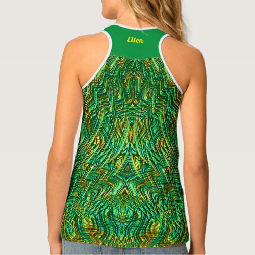 ELLEN  Womens Tank Top Shades of Gold and Green
