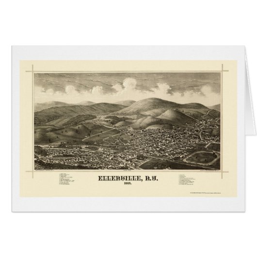 Ellenville, NY Panoramic Map - 1887 Cards (Front Horizontal)