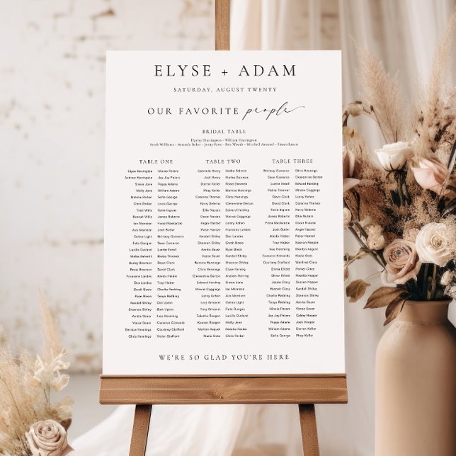 Ellesmere 3 Banquet Table Seating Chart Sign (3 Banquet long tables seating chart)