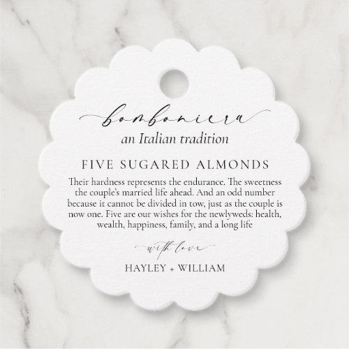 Ellesmere An Italian Tradition 5 Sugared Almonds Favor Tags