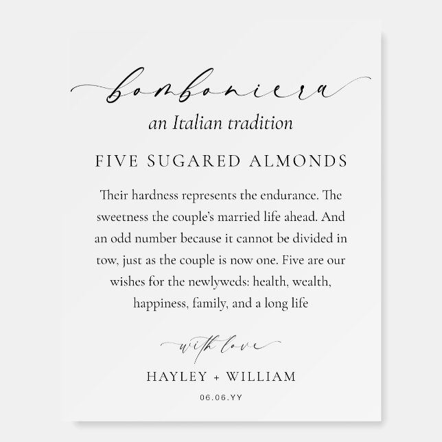 Ellesmere An Italian Tradition 5 Sugared Almonds Foam Board (Front)