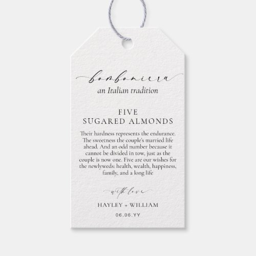 Ellesmere An Italian Tradition 5 Sugared Almonds Gift Tags