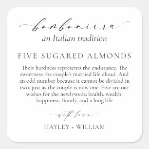 Ellesmere An Italian Tradition 5 Sugared Almonds Square Sticker