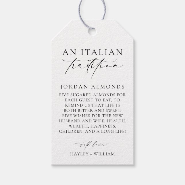 Ellesmere An Italian Tradition Sugared Almonds Gift Tags (Front)