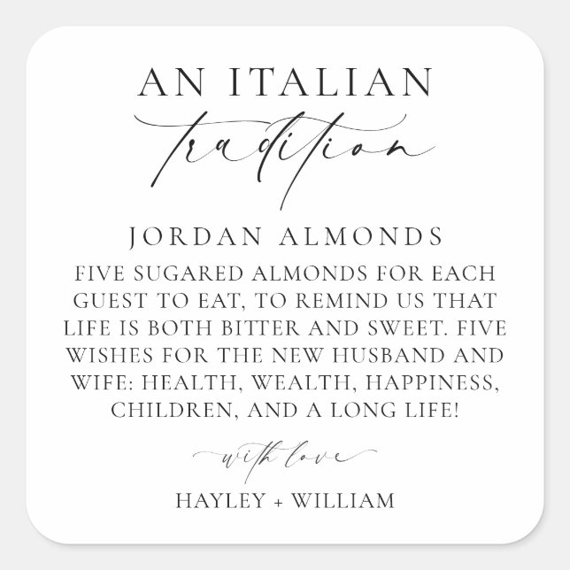 Ellesmere An Italian Tradition Sugared Almonds Square Sticker (Front)