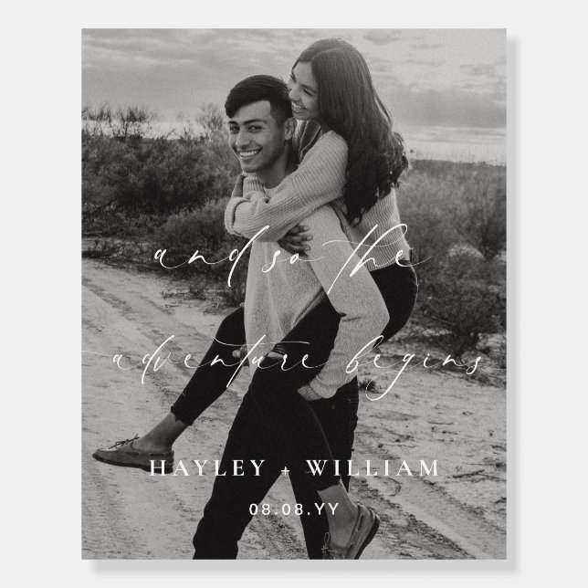 Ellesmere And So The Adventure Begins Wedding Foam Board (Front)