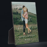 Ellesmere And So The Adventure Begins Wedding Plaque<br><div class="desc">Add the finishing touch to your wedding with this custom wedding quote sign. Personalize the sign with your own image. The sign features a minimalist design with a script calligraphy heading. The script heading is an image that cannot be edited. All of the other text is fully editable. This sign...</div>