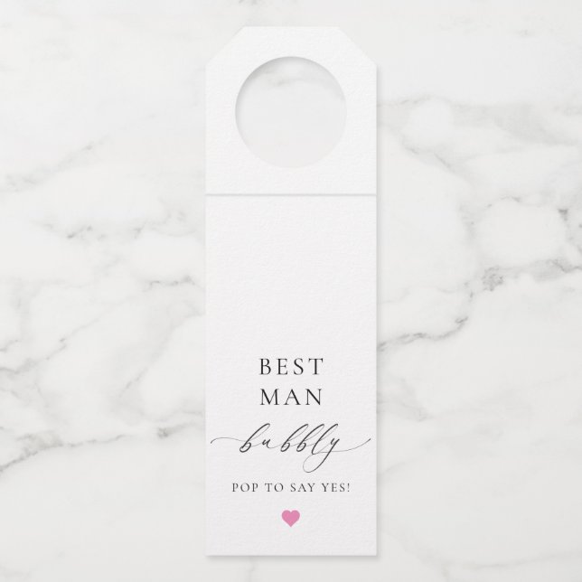 Ellesmere Best Man Bubbly Bottle Hanger Tag (Front)
