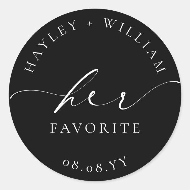 Ellesmere Black Her Favorite Classic Round Sticker (Front)