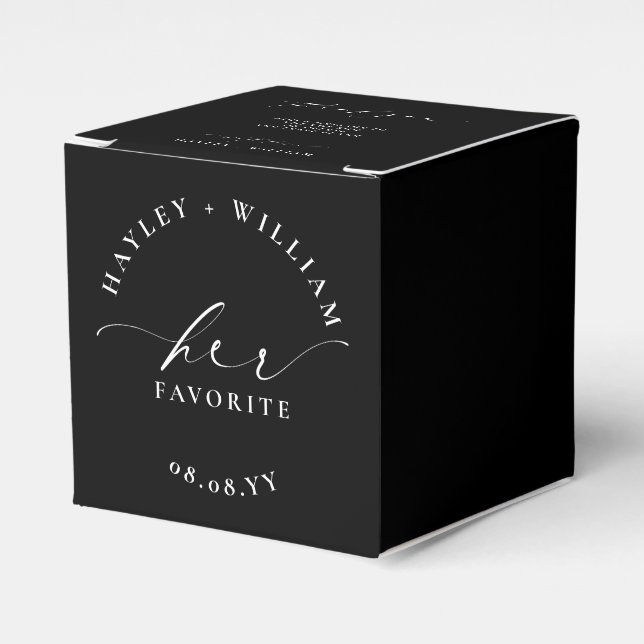 Ellesmere Black Her Favorite Favor Boxes (Front Side)