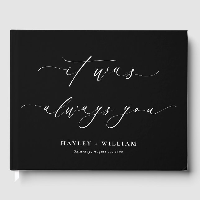 Ellesmere Black It Was Always You Wedding Guest Book (Front)