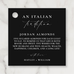 Ellesmere Black Italian Tradition Sugared Almonds Favor Tags