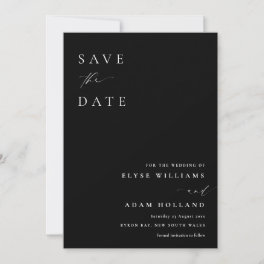 Ellesmere Black Minimalist Wedding Save The Date Invitation