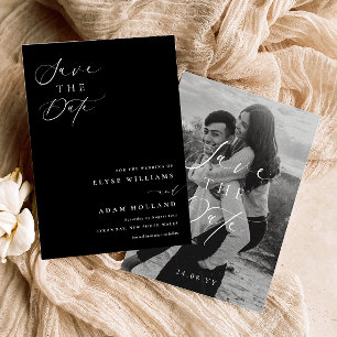 Ellesmere Black Minimalist Wedding Save The Date  Invitation