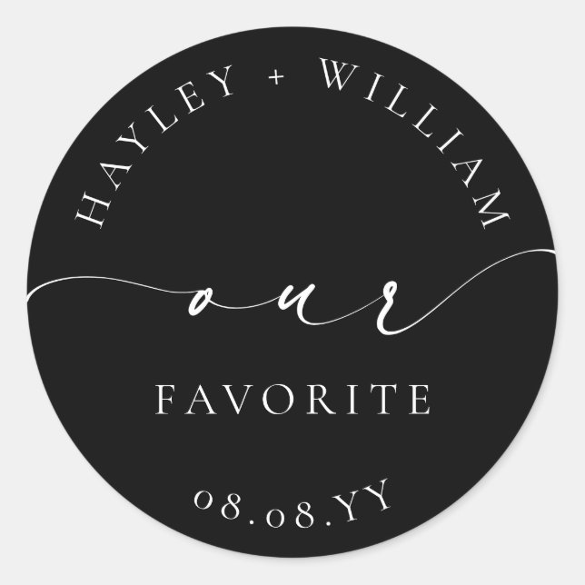 Ellesmere Black Our Favorite Classic Round Sticker (Front)