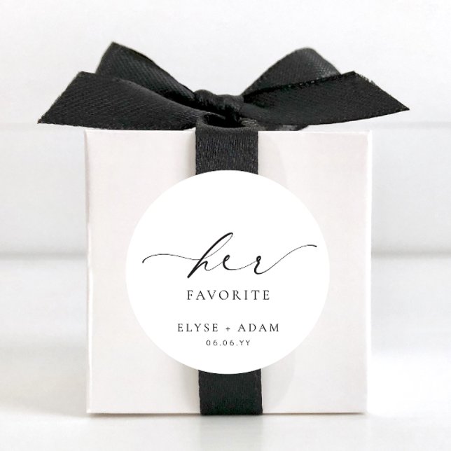 Ellesmere Her Favorite Favor Classic Round Sticker (Ellesmere Wedding Circle Stickers Her Favourite )