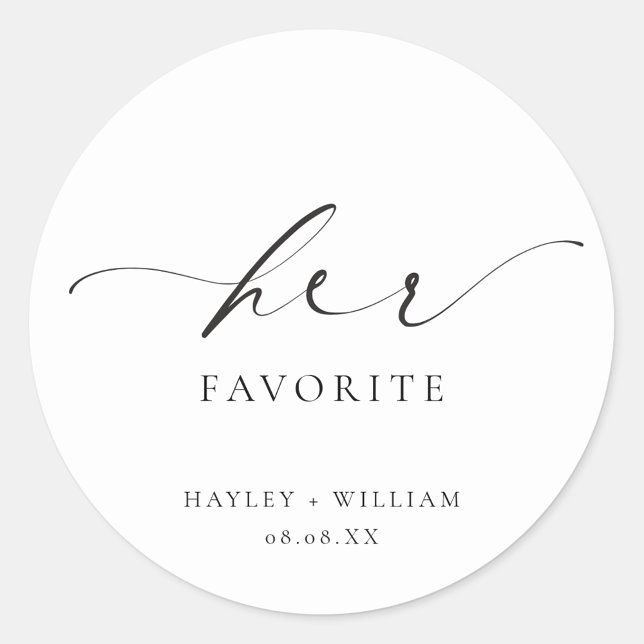 Ellesmere Her Favorite Favor Classic Round Sticker (Ellesmere Her Favorite Wedding Favors Sticker)