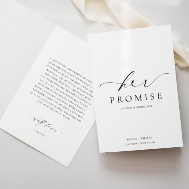 Ellesmere Her Promise Vows Book Wedding Card (Her Promise Wedding Day Ellesmere)