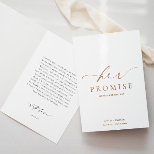 Ellesmere Her Promise Vows Book Wedding Foil Card