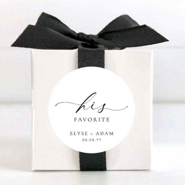 Ellesmere His Favorite Favor Classic Round Sticker (Ellesmere Wedding Circle Stickers His Favourite )