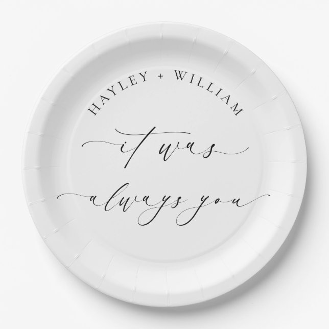 Ellesmere It Was Always You Wedding Paper Plates (Front)