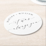 Ellesmere It Was Always You Wedding Round Paper Coaster<br><div class="desc">These custom paper drink coasters feature a minimalist design with a script calligraphy heading. The script heading is an image that cannot be edited. All of the other text is fully editable. The coasters are the perfect accompaniment to your wedding, engagement party, wedding breakfast, couples shower or vow renewal. For...</div>
