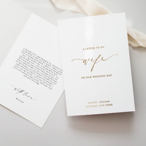 Ellesmere Letter To My Wife Wedding Day Card