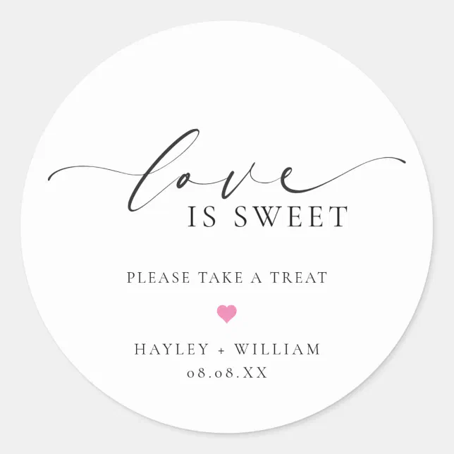 Ellesmere Love Is Sweet Wedding Favor Classic Round Sticker Zazzle