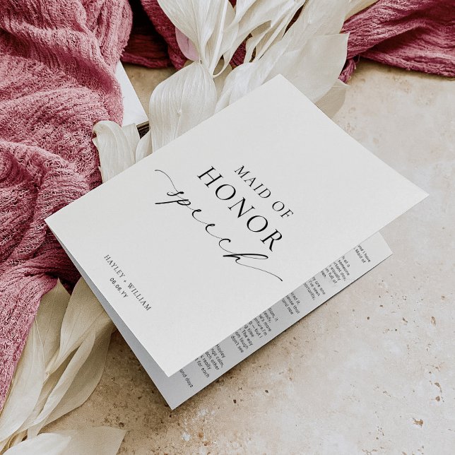 Ellesmere Maid OF Honor Wedding Speech Card (Creator Uploaded)