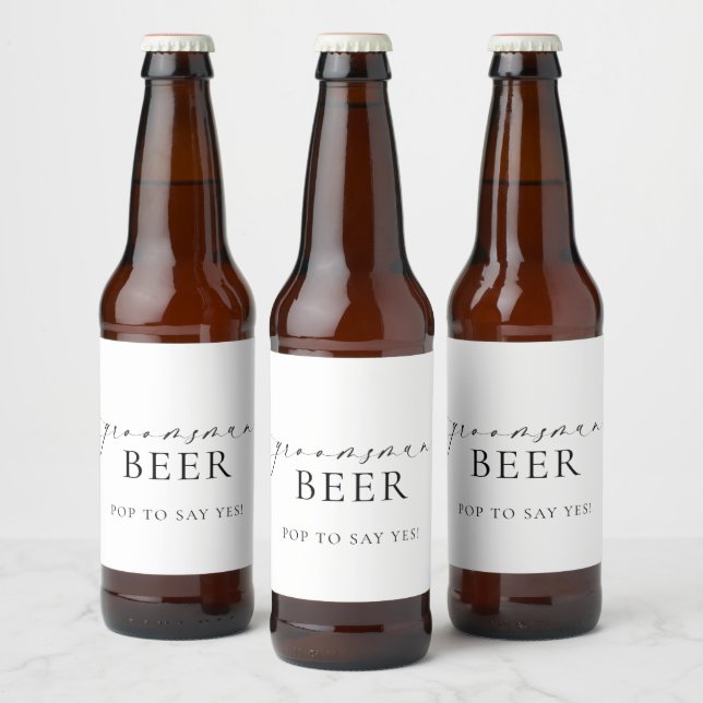 Ellesmere Minimal Groomsman Proposal Beer Label (Bottles)