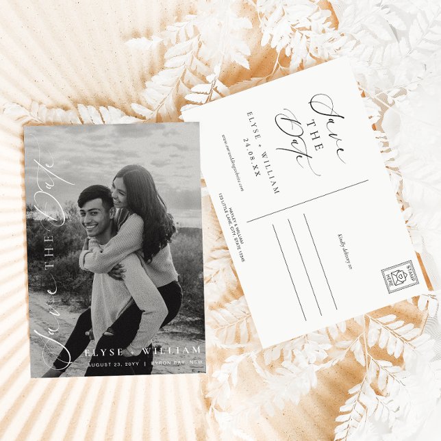 Ellesmere Minimalist Photo Save The Date Postcard (Save The Date Postcards Ellesmere White )