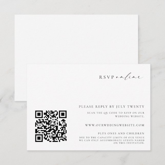 Ellesmere Minimalist RSVP QR Code Enclosure Card (Front/Back)