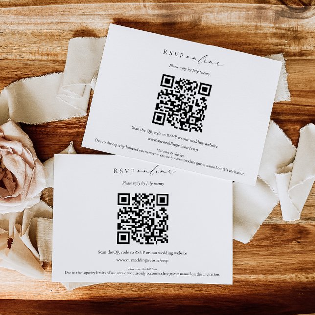 Ellesmere Minimalist RSVP QR Code Enclosure Card (Wedding QR Code RSVP card)