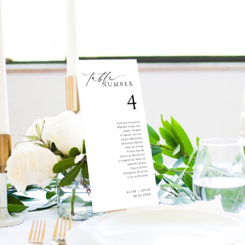 Ellesmere Minimalist Table Number With Guest Names