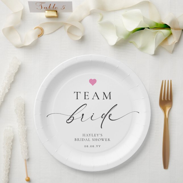 Ellesmere Minimalist Team Bride Paper Plates (Wedding)