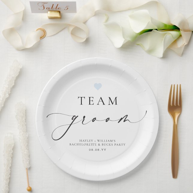 Ellesmere Minimalist Team Groom Paper Plates (Wedding)