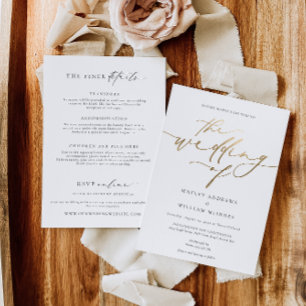 Ellesmere Minimalist Wedding and Details Foil Invitation