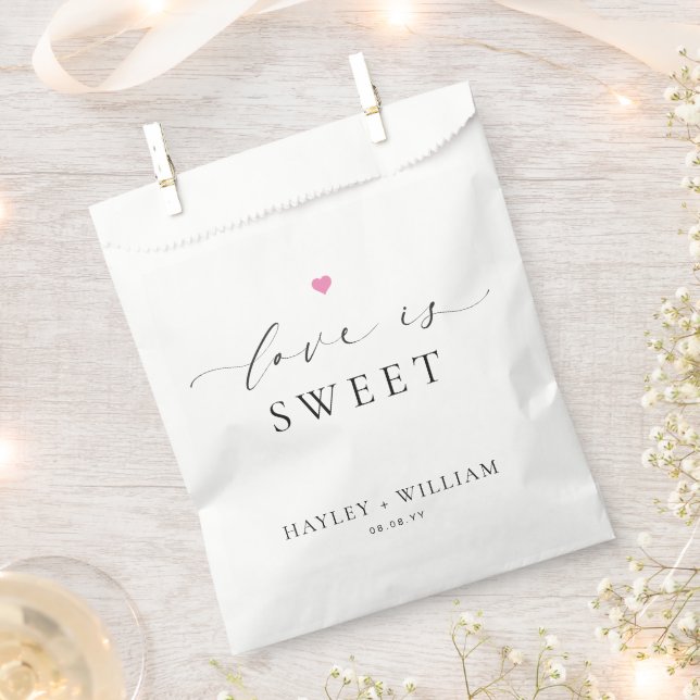 Ellesmere Minimalist Wedding Love Is Sweet Wedding Favor Bag (Clipped)